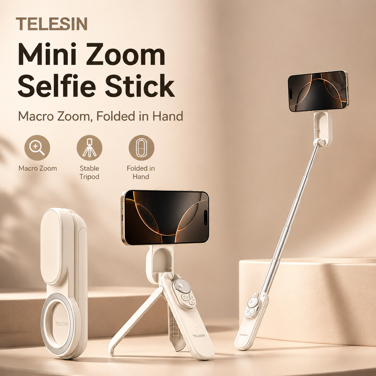 Telesin Magnetic Tripod Stick