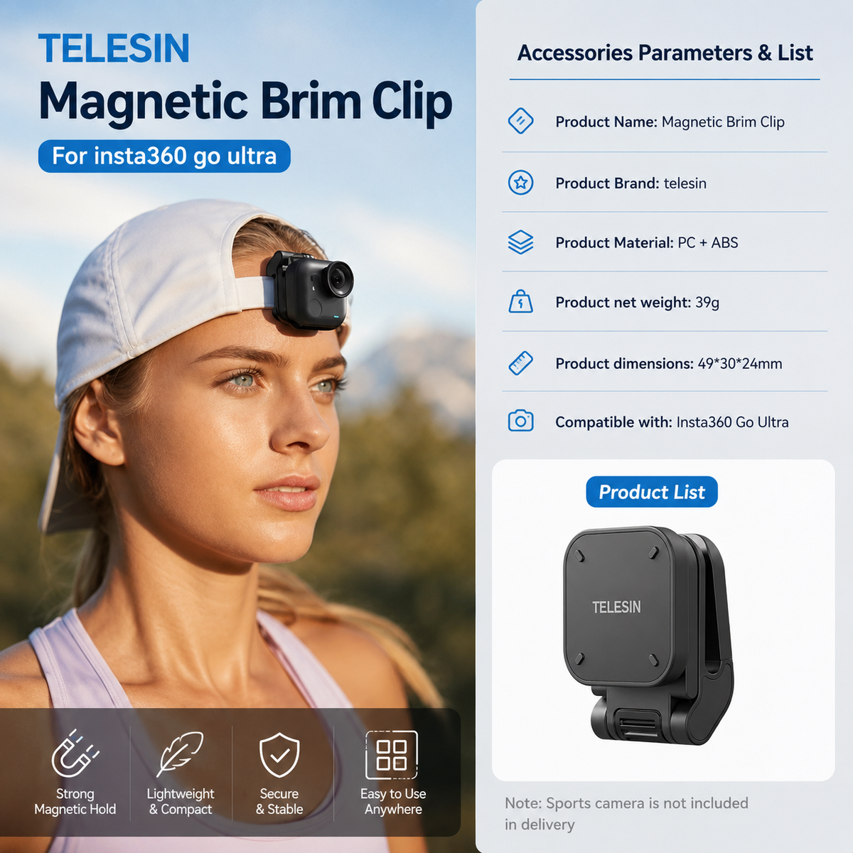 Telesin Magnetic POV Clip
