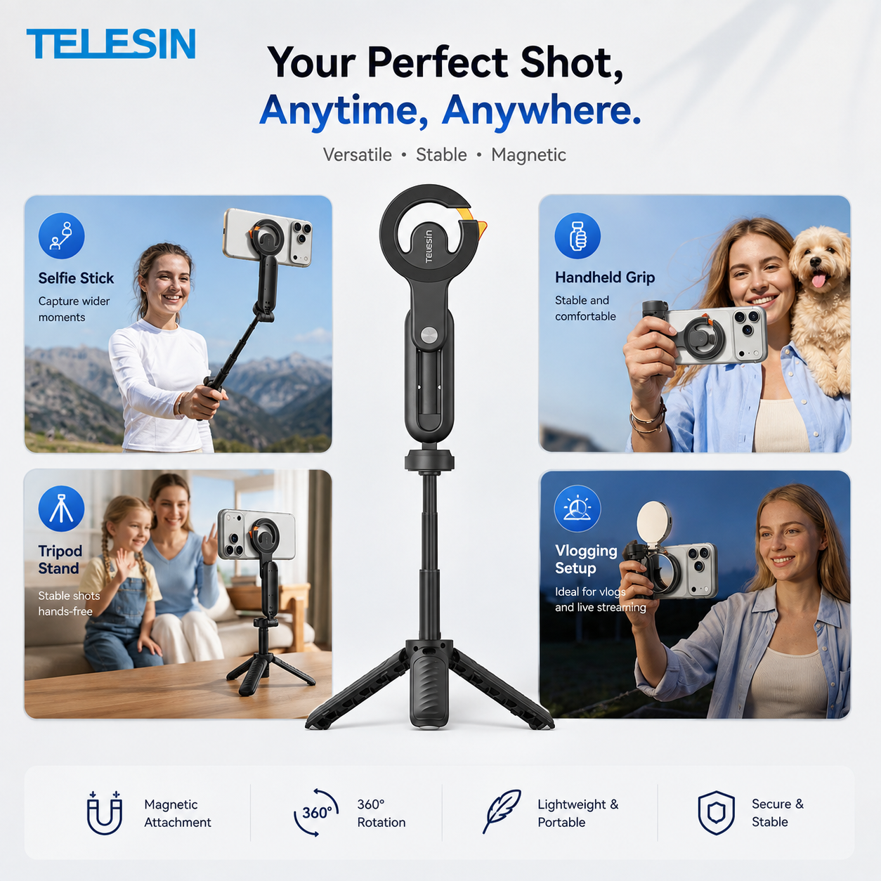 Telesin 4-in-1 Selfie Stick