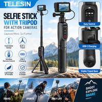 TELESIN 5000Mha Power Bank 360° Rotation Charging Selfie Stick Remote Control Tripod For Gopro Hero 13 12 11 10 9 MAX